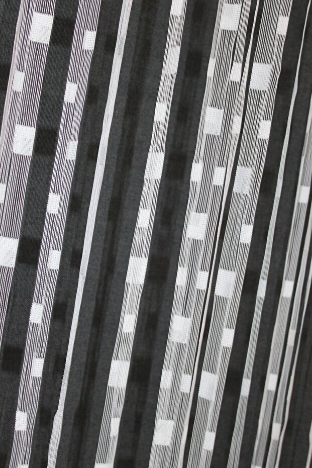 İp Perde Gri Desenli - 2