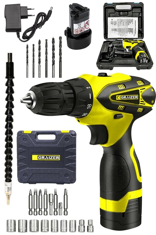 Alman Titan 32 V Sjs Çift Metal Şanzuman Çift Akülü Şarjlı Vidalama Matkap + 24 Parça Set Sari Ar - 3