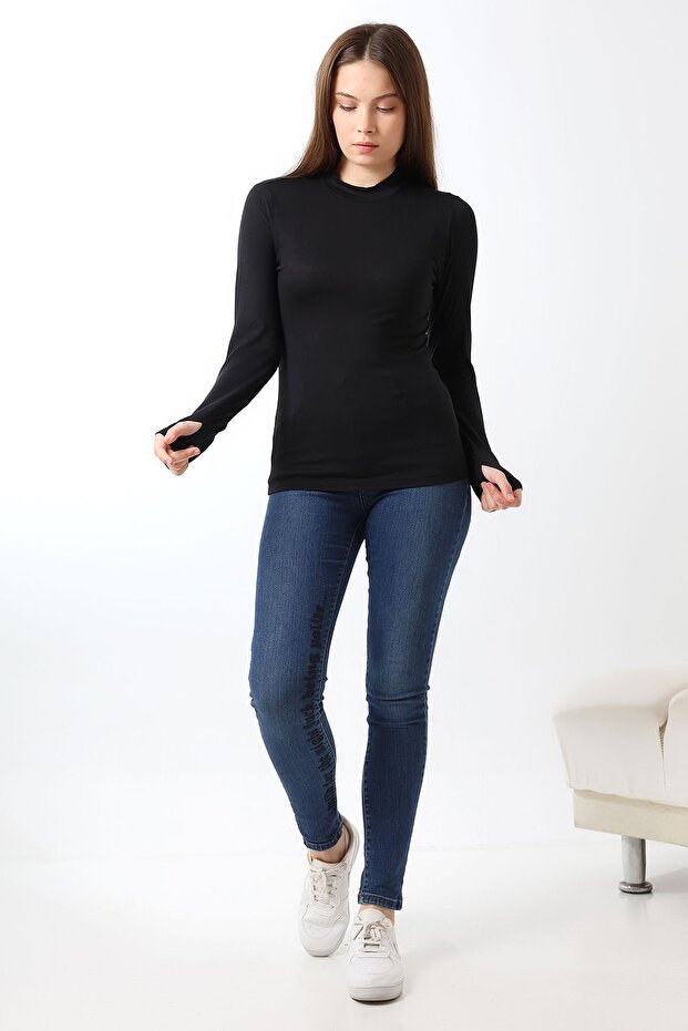 Women's Finger Detailed Body 21756 Black