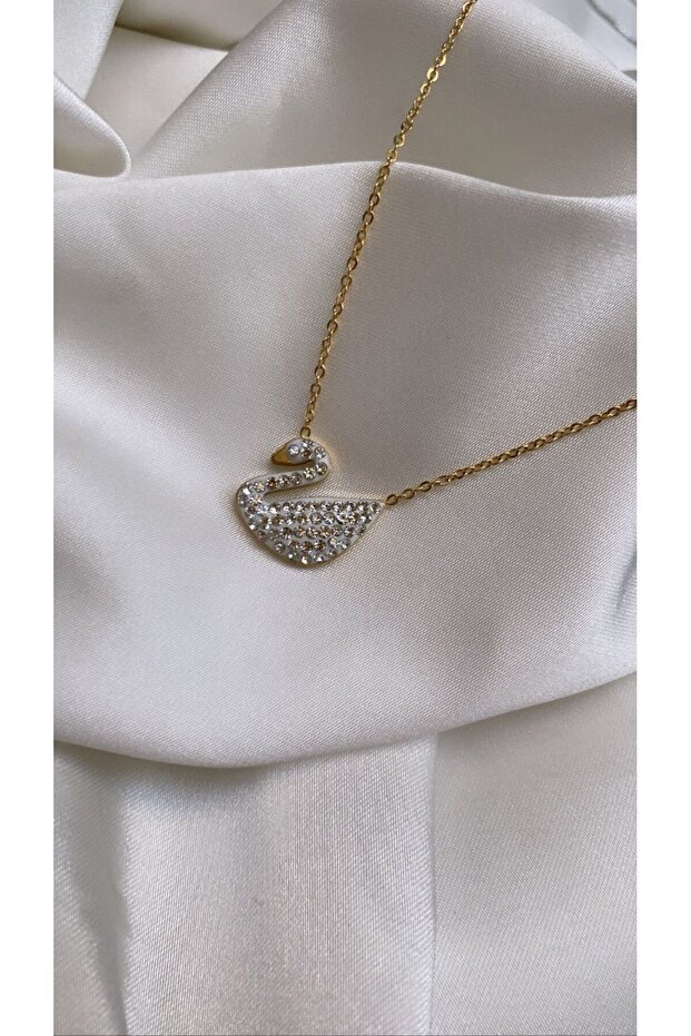 Kuğulu Çelik Kolye - 1