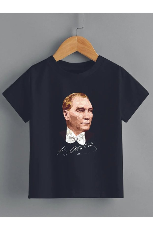 Ataturk Printed Black Cotton T-Shirt