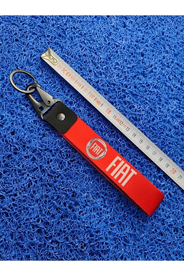 FIAT Red Cloth - Auto-Moto Keychain, 19cm Double Sided Printed Accessory