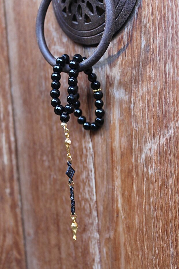 Onyx Natural Stone 33 Piece Facet Cut Rosary