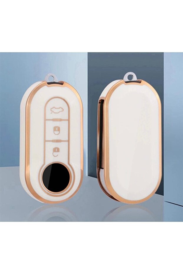Fiat-doblo-fiorino-punto-bravo-500-ducato-panda TPU Material Cream Key Case (3 BUTTONS)