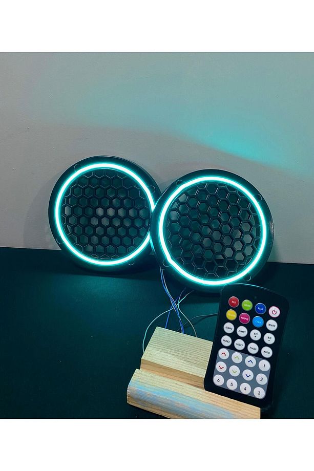 1 Takım 16 cm (2 ADET) Noen RGB Led Midrange Kapağı Işıklı Midrange Hoparlör Kapağı  Kumanda Adaptör - 1
