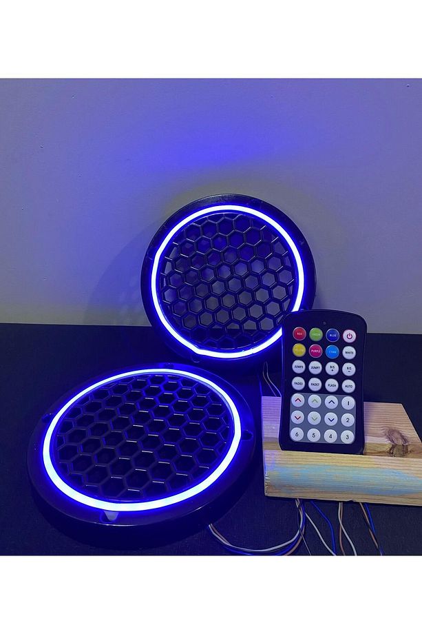 1 Takım 16 cm (2 ADET) Noen RGB Led Midrange Kapağı Işıklı Midrange Hoparlör Kapağı  Kumanda Adaptör - 5