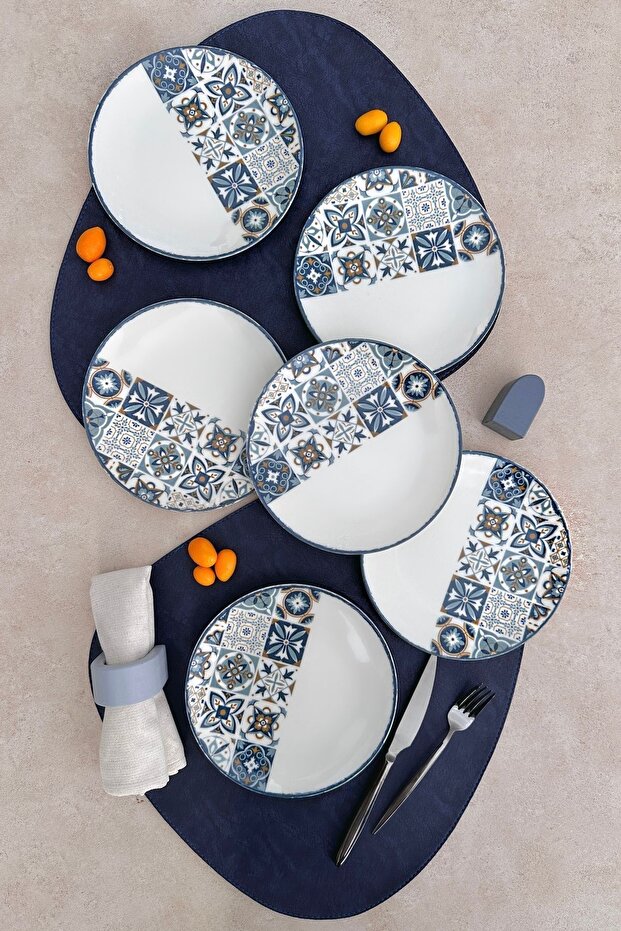 Leon 6-Person 19 cm Special Design Porcelain Cake Set Breakfast Serving Plate