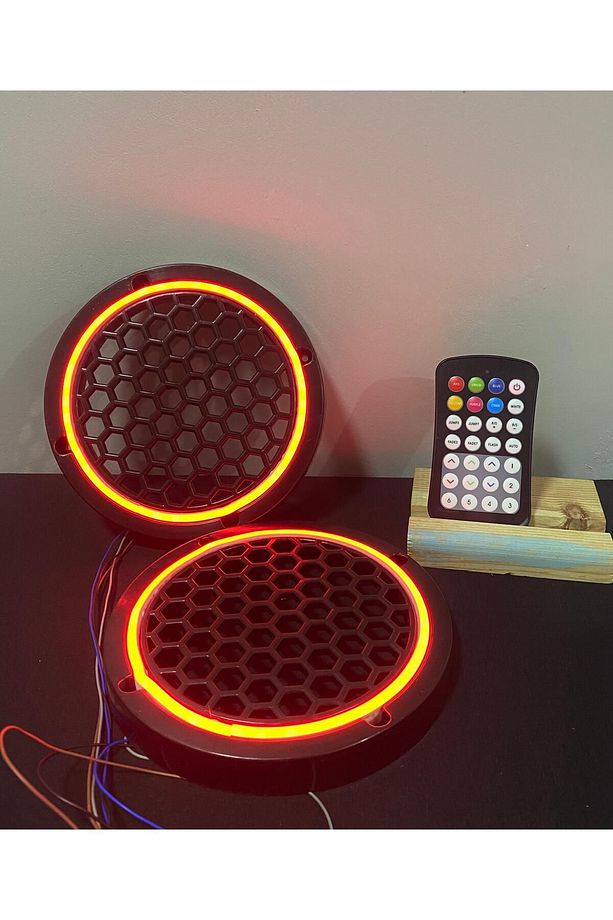 1 Takım 16 cm (2 ADET) Noen RGB Led Midrange Kapağı Işıklı Midrange Hoparlör Kapağı  Kumanda Adaptör - 7