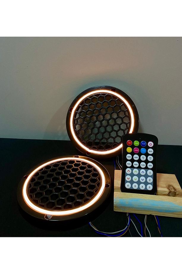 1 Takım 16 cm (2 ADET) Noen RGB Led Midrange Kapağı Işıklı Midrange Hoparlör Kapağı  Kumanda Adaptör - 3