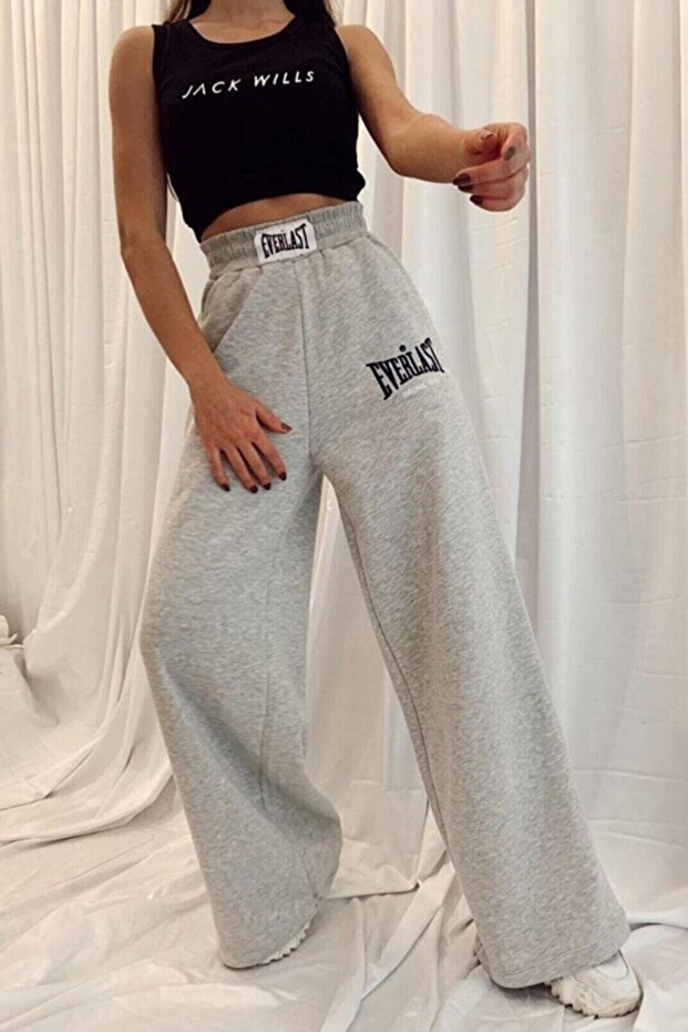Women's Gray Wide Leg Sweatpants