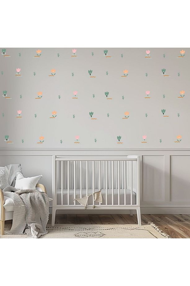 Bohem Yabani Çiçekler Çocuk Odası Duvar Sticker - 3