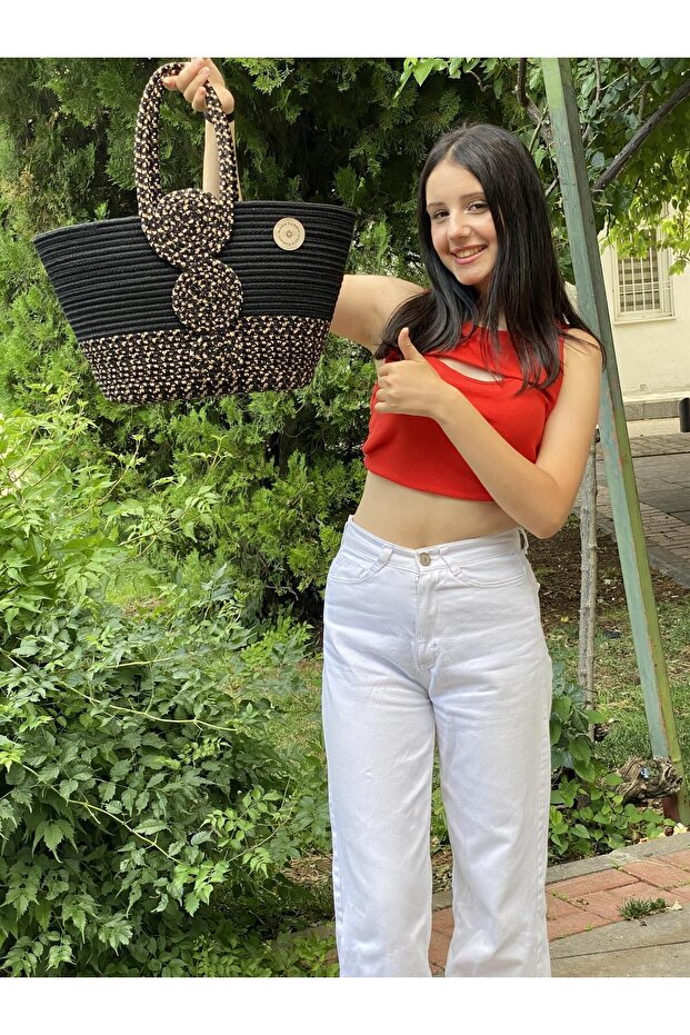 Jute Straw Looking Handbag Beach Bag Shoulder Bag