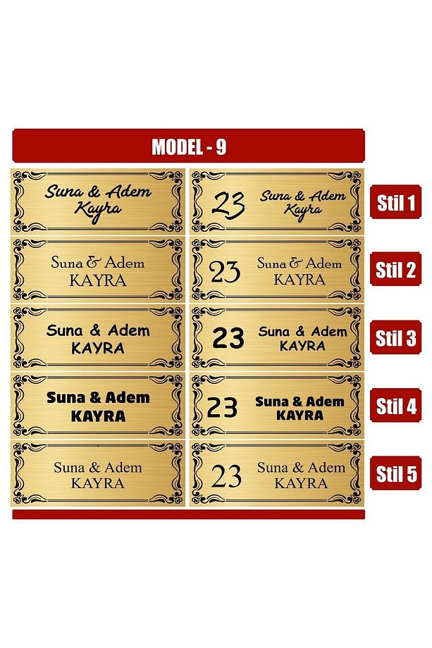 Kişiye Özel Metal Kapı Isimliği-yapışkanlı Kapı Süsü Model 009 - 1