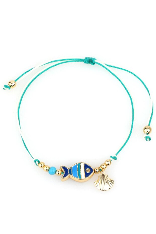 Mineli Balık Detay Çift İp Halhal - 1