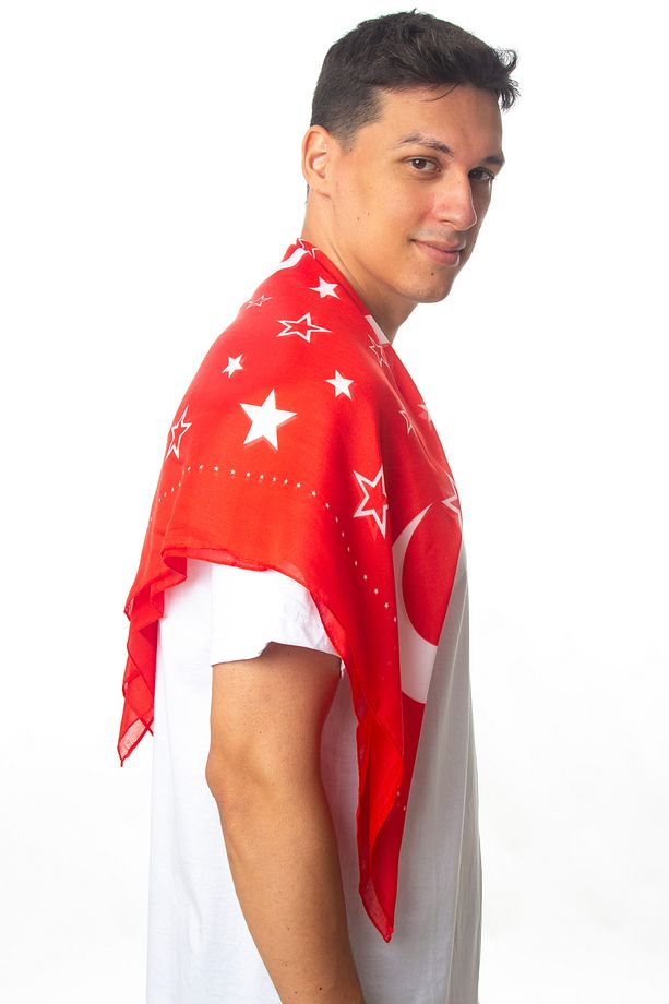 5 Adet Kırmızı Beyaz Ayyıldız Arkadaşlara Yarenlere Dağıtmak Için 100 X 100 Cm Asker Uğurlama Şalı - 3