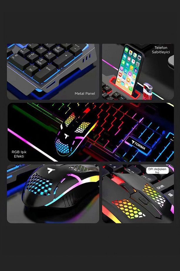 TMK-06 Gaming Rgb Işıklı Kablolu Q Klavye ve Mouse Seti Siyah - 3