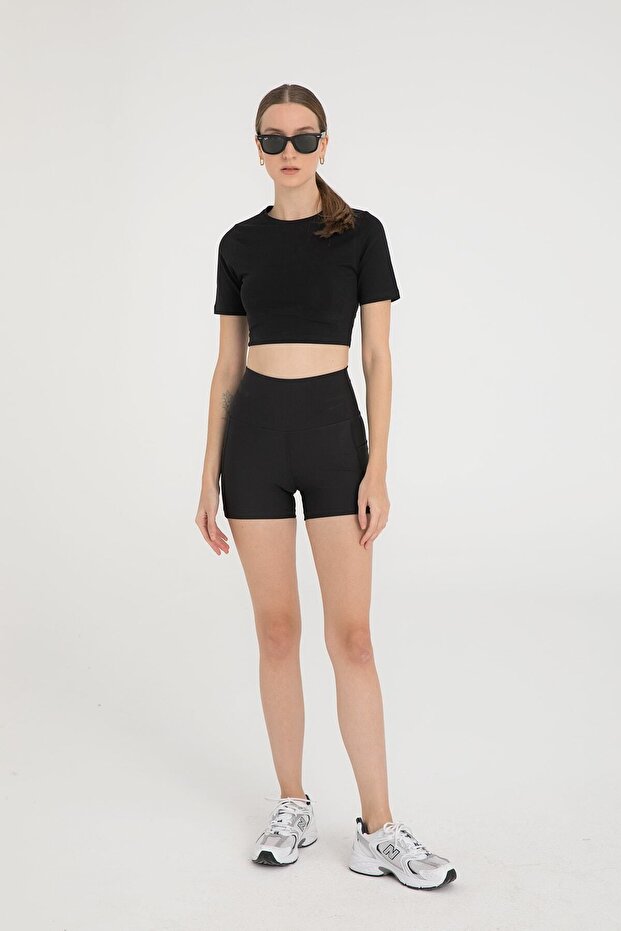 Black High Waist Recovery Short Tights