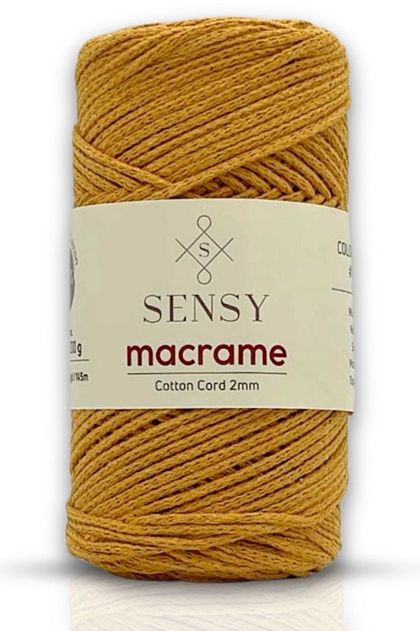 Premium Koton Pamuk Makrome İpi 2mm Cotton Zincir Makrome Çanta İpi Supla İpi Koton İp Hardal - 1