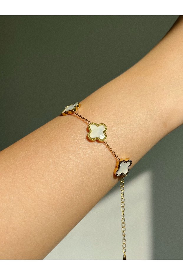 Multiple Clover Steel Bracelet