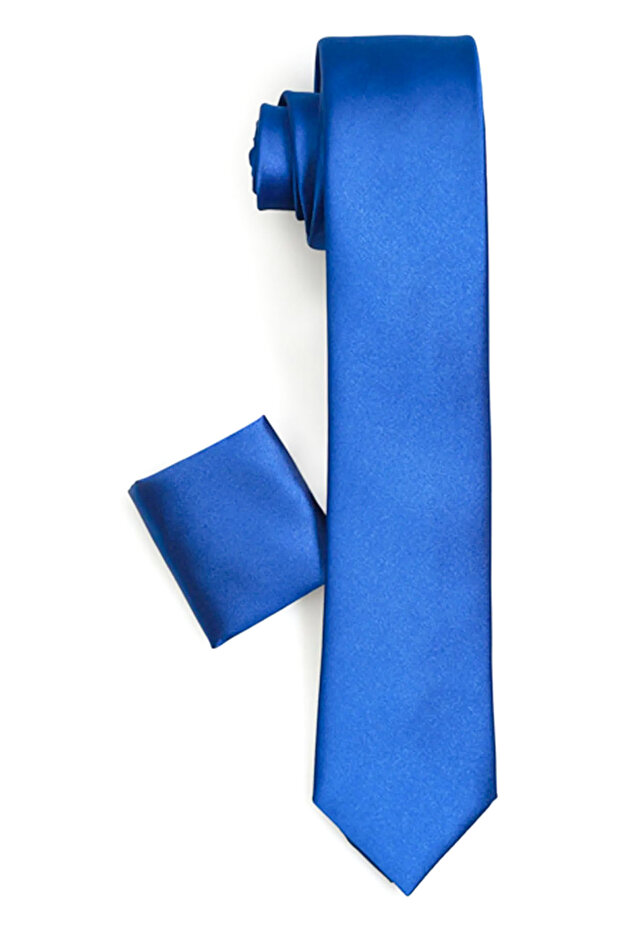 Men's Parliament Blue Plain Slim Fit Narrow Cut Handkerchief Tie