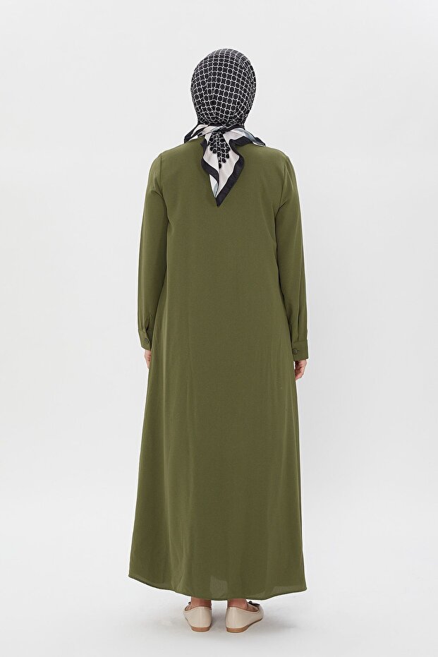 فستان جاكار بلون سادة - 3