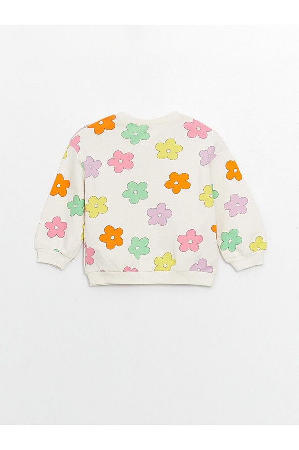 LCW baby Bisiklet Yaka Uzun Kollu Baskılı Kız Bebek Sweatshirt ve Tayt 2'li Takım - 5