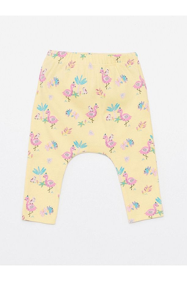 LCW baby Bisiklet Yaka Kısa Kollu Kız Bebek Çıtçıtlı Body ve Pantolon 2'li Takım - 4