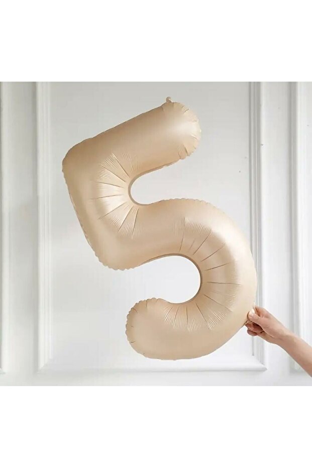 Retro Champagne Cream Number Foil Balloon 5 Years Old Balloon