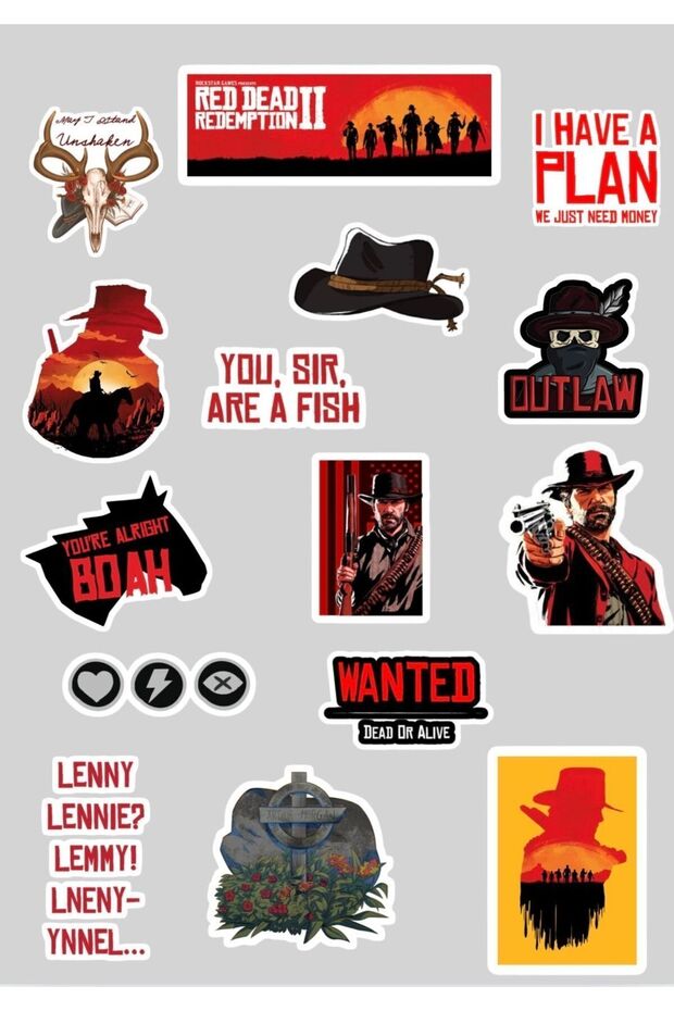 red dead redemption sticker seti - 2