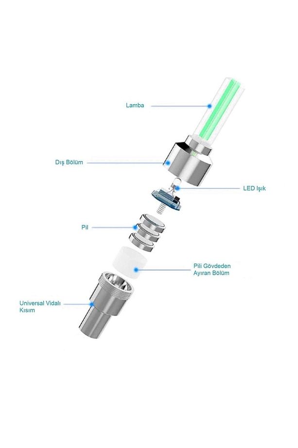 2 Çift (4 Adet) Led Işıklı Hareket Sensörlü Kırmızı Işıklı Bisiklet Araba Motor Sibop Kapağı Lambası - 5