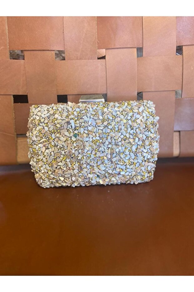 EVENING BAG CREAM SEDEF NATURAL STONE