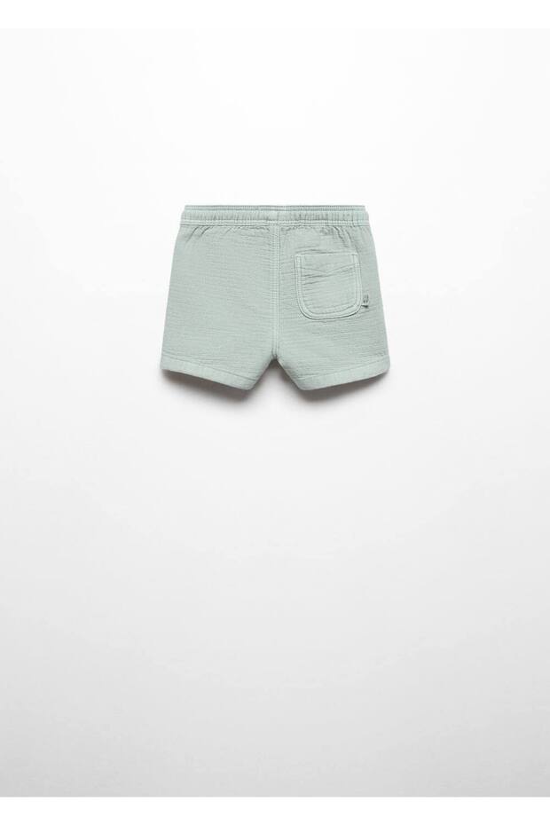 Beli elastik pamuklu şort - 4