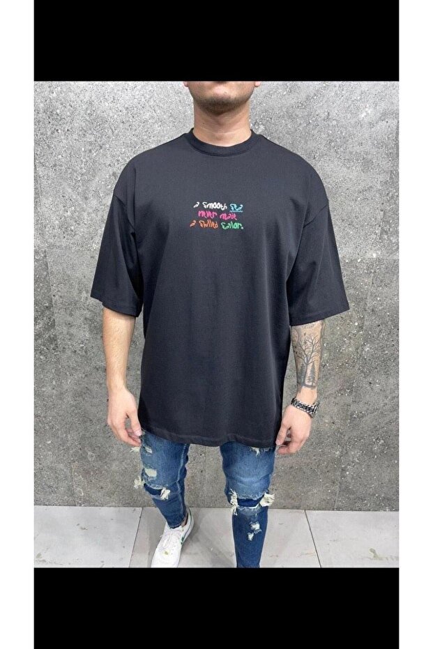 Men's Text Detailed Oversize Tshirt