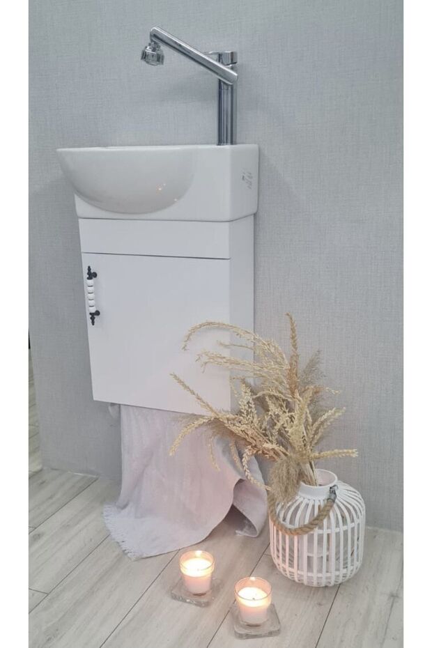 Mini Banyo Wc Dolabı Lavabo Dahil - 3
