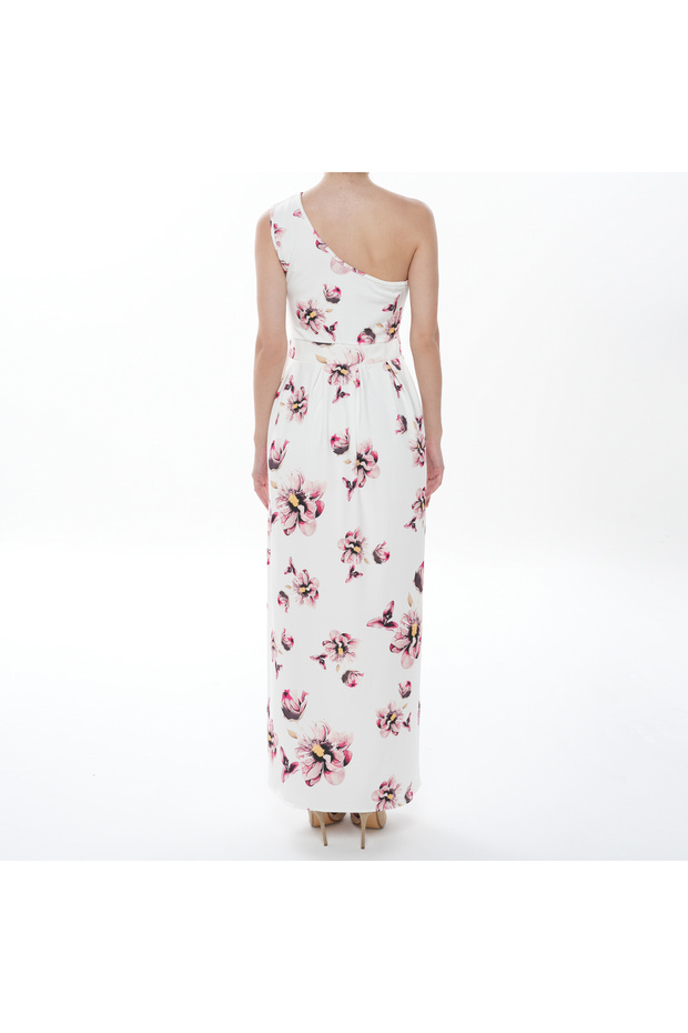 Kadın Omuz ve Bacak Dekolteli Çiçek Baskılı Maxi Boy Elbise& Abiye Elbise ADD-001 - 4