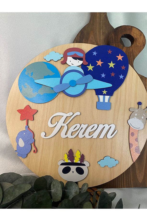 Erkek Bebek Ahşap Kapı Süsü - 5
