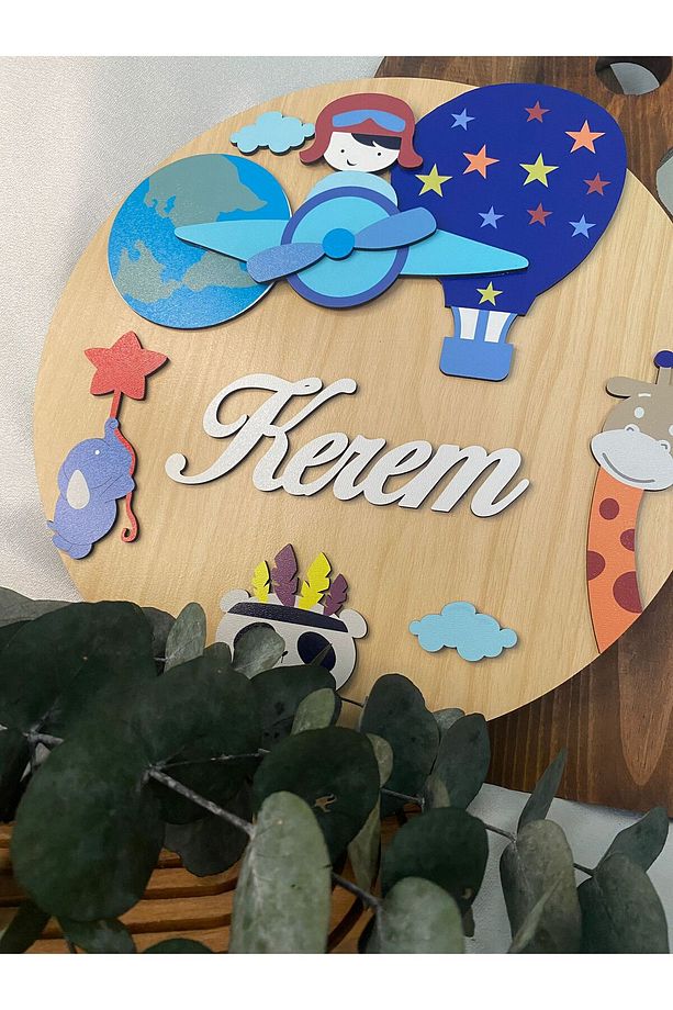 Erkek Bebek Ahşap Kapı Süsü - 1