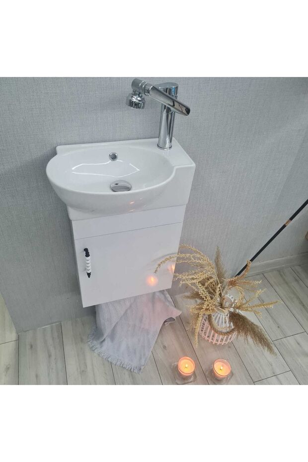 Mini Banyo Wc Dolabı Lavabo Dahil - 4