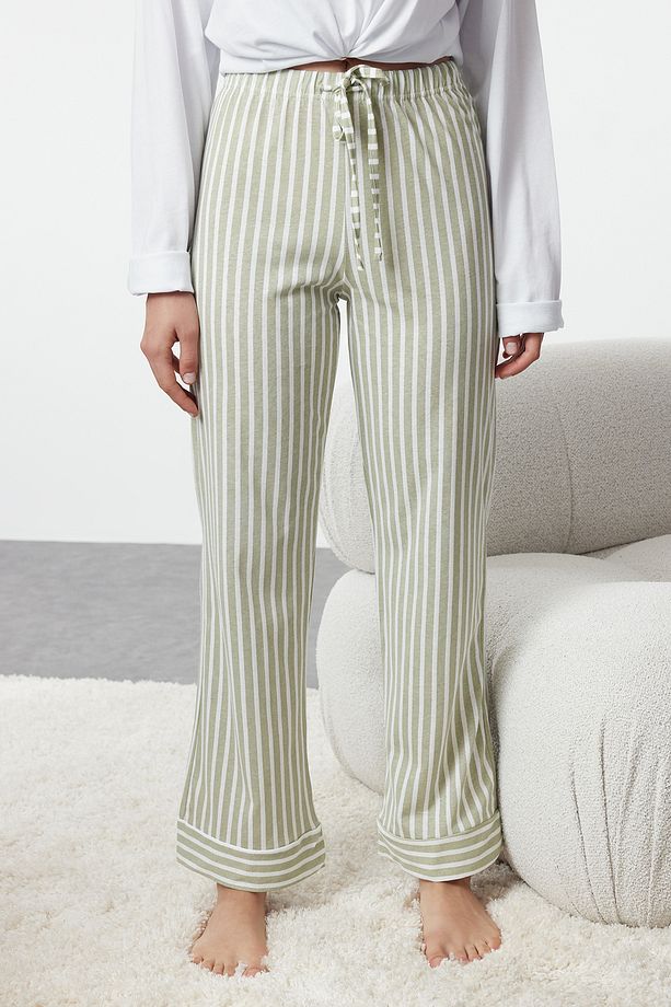 Mint %100 Pamuklu Çizgili Örme Pijama Altı THMAW24PJ00001 - 4