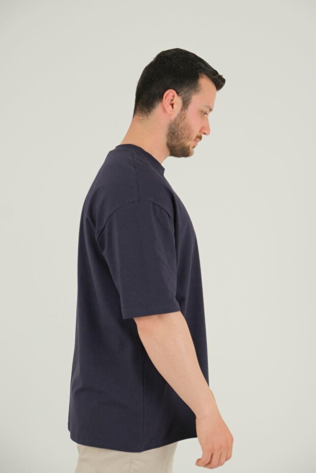 Ανδρικό κοντομάνικο μπλουζάκι Navy Blue Basic - 5