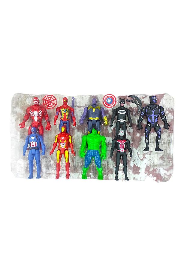 Süper Kahramanlar 9 Adet Figür Oyuncak Seti 12 Cm. Örümcek Adam Kara Panter Batman Thanos - 1