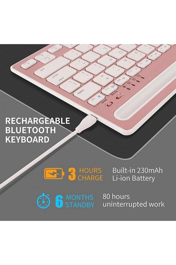 Samsung Galaxy Tab A SM-T282 7" Uyumlu Kablosuz Bluetooth Şarj Edilebilir Tablet Telefon Standlı Kla - 4