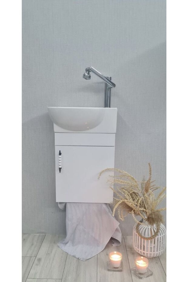 Mini Banyo Wc Dolabı Lavabo Dahil - 6