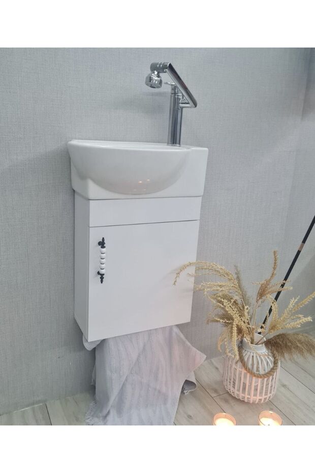 Mini Banyo Wc Dolabı Lavabo Dahil - 1