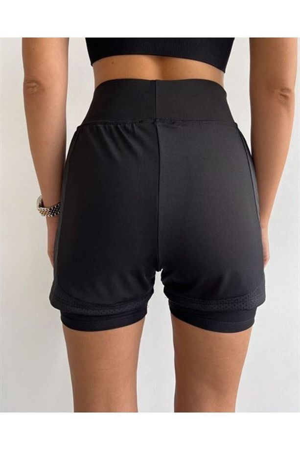 Mb-moda Bizimle Parlak Fileli Spor Taytlı Şort - 4