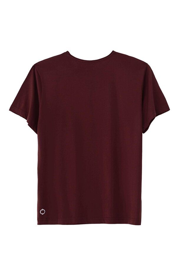 Regular Loose Yaka Tshirt - Bordo - 2