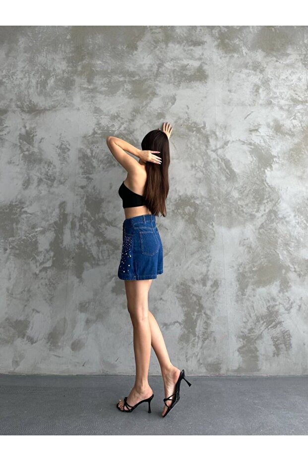 Taşlı şort etek - 5