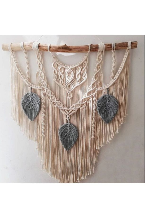 Yapraklı makrome duvar süsü - 1