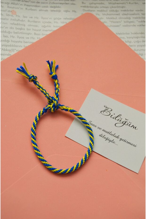 Handmade Yellow-Navy Blue Lucky Rope Bracelet - Colorfast Colors and Adjustable Design
