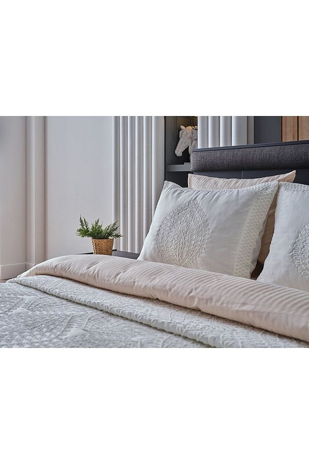Doqu Home Lalezar Tek Kişilik Yatak Örtüsü Krem - 4